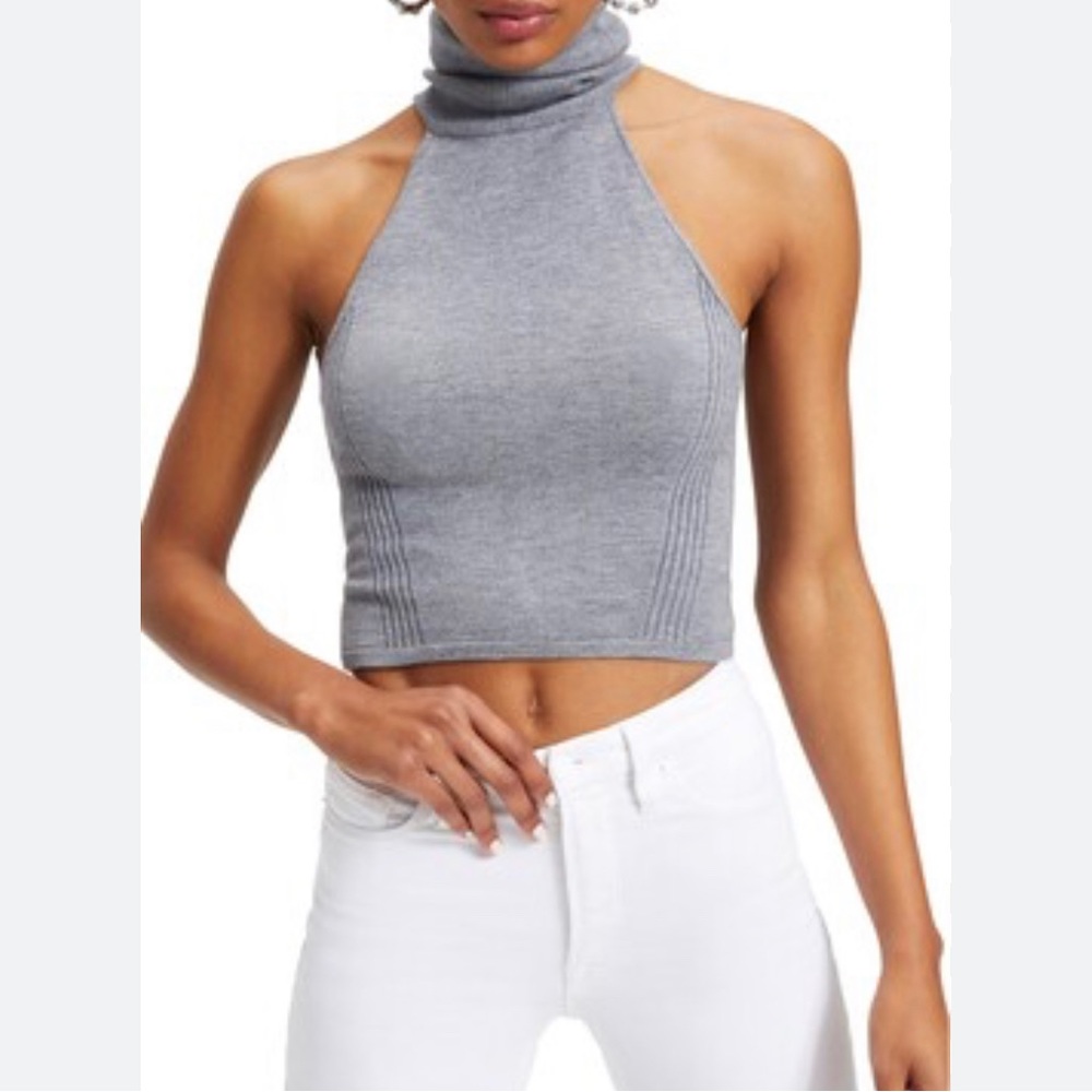 Good American Sleeveless Ribbed Turtleneck Sweater Size 3 / Large